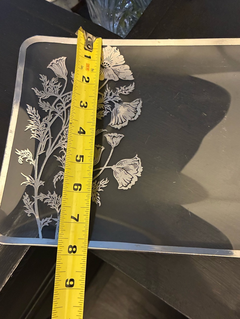 Vintage Silver City Poppy Floral Glass Vanity Tray| Cottagecore Grandmillennial - Picture 9 of 9